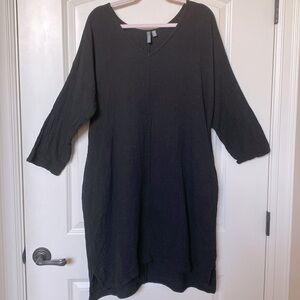 Shannon Passero Scarlett Dress Womens M/L Cotton Gauze Crinkle Black Lagenlook